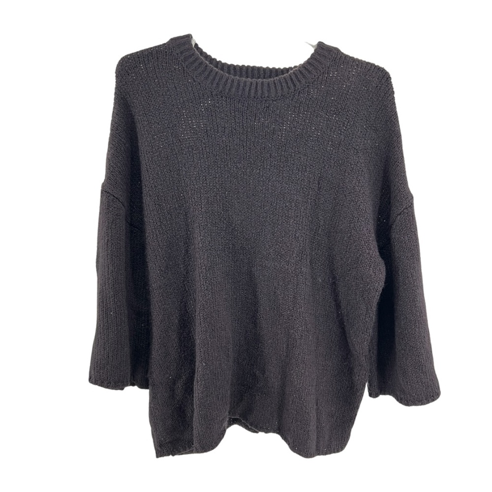 Philosophy black wool blend 3/4 bell sleeve sweater casual neutral pullover M
